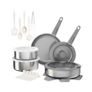 21-Piece Ceramic Nonstick Detachable Cookware Set
