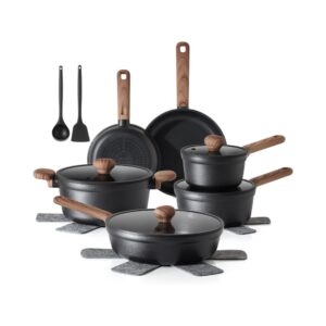 17-Piece Matte Black Cookware Set